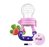  Chupete de bebé, Mordedor Juguetes alimentos Frescos Frutas Toddler Nibbler Seguridad Alimentador Antiahogo y Tetina Extra de Silicona para Bebé Rosa S