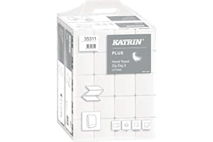 KATRIN® Papierhandtuch, PLUS Zig Zag 2, Tissue, 2lagig, V-Falzung, 20 x 200 Tücher, 23 x 22,4 cm, weiß (4.000 Stück), Sie erhalten 1 Karton á 4000 Stück
