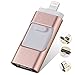 Produktbild 3-in-1 USB Flash Drive 16GB Memory Stick with Lightning Connector Micro USB for iPhone iPad iPod and Android Cell Phone with OTG and PC & Mac USB 3.0 Connector (pink gold)
