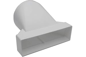 Kair Ducting Adaptor 204mm x 60mm to 125mm - 5 inch Rectangular to Round Straight Channel Connector for Converting to Different Size Duct Systems