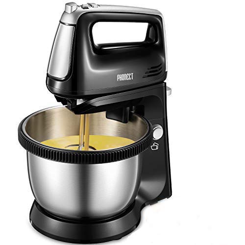 Mini Frullatore Manuale Elettrico Con 4 Velocità Regolabili, Frullino Manuale Ricaricabile Tramite USB Con 2 Fruste Rimovibili (Bianco