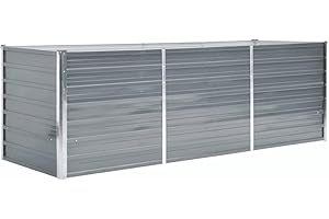 ‎VIDAXL vidaXL Hochbeet Verzinkter Stahl 240x80x77 cm Grau Gartenbeet Pflanzbeet