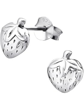 Laimons Kids Kinder-Ohrstecker Kinderschmuck Erdbeere glanz Rot Sterling Silber 925