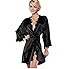 Produktbild Damen Sexy Spitze durchsichtig Reizwäsche Nachtkleid Bademantel Perspektive Teddy (S, schwarz)