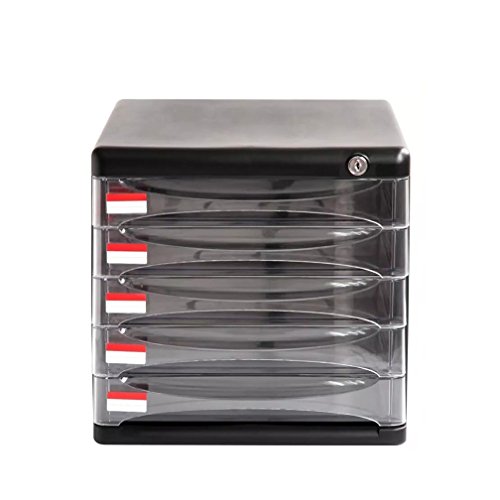 Desktop File Cabinet - Home Office Desktop File Storage Box W/ 5 Lock Drawers, Great For Filing & Organizing Paper Documents, Tools, Kids Craft Supplies