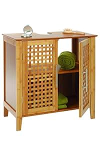 Badezimmer Möbelstück aus Bambus für unters Waschbecken - 2 Türen und 1