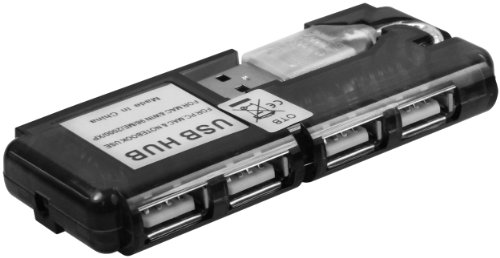 mumbi USB HUB – USB 2.0 – 4 Port Anschlüsse – Bus powered – ohne Netzteil – Plug & Play – Windows 2000 XP Vista 7 Mac Os transparent schwarz - 5