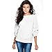 Produktbild Elecenty Damen Übergröße Flügelhülse Stricken Strickjacke Pullover Bluse,Pulli Sweatshirt Strickpullover Sweater Jumper Rundkragen Tops Langarmshirt Weihnachten Winterpullover (Weiß, L)