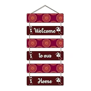 Artvibes Decorative Wall Hanging Wooden Art Decoration Item for Kids Room|Living Room|Bedroom|Home D?cor|Gifts, Set of 6(WH_3263N)