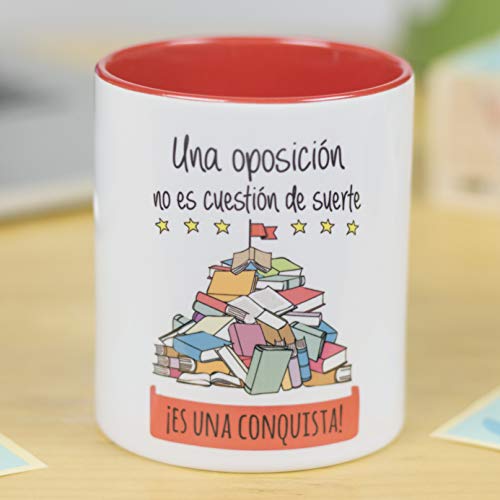 La Mente es Maravillosa - Taza con Frase y dibujo. Regalo original y gracioso (Una oposición no es cuestión de suerte ¡Es una conquista!) Taza Diseño Oposición