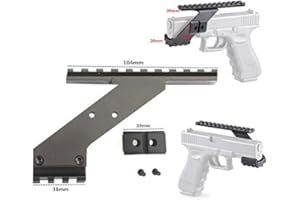FIRECLUB Tactical Precision Machined Aluminum (Not Plastic) Weaver Picatinny Top & Bottom Pistol Handgun Scope Mount for Sights,Lights & Accessories Fits Pistols with Front Accessories