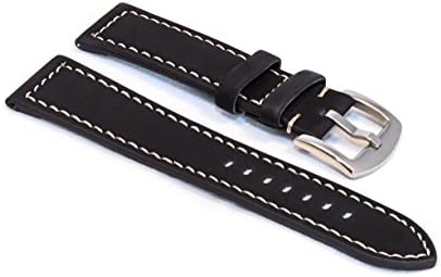WatchAssassin Black Suede (White-Stitch) Watch Strap 24mm including polished spade buckle