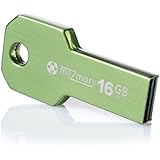 USB-Stick 16GB 2.0 Schlüssel-Form Mini  ** Wasserdicht &amp; Schnell  ** Extrem Robust aus Metall ( Edelstahl ) ** Ideal für Schlüssel-Anhänger  ** in Grün by meZmory ®