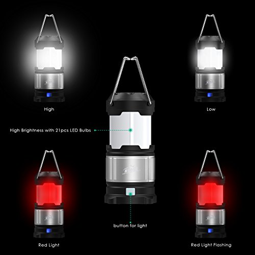 HiHiLL LED Campinglampe aufladbar Wasserdicht 360°Ausleuchtung mit USB Output, Zeltleuchte Notfallleuchte Aussenleuchte für Camping, Wandern, Notfall Outdoor [Energieklasse A+] - 5
