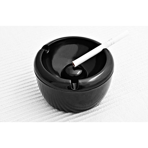 Aschenbecher Ascher aus Kunststoff - 3 Stück - Farbe: Schwarz - Durchmesser 10,0 cm - einfach - cool - günstig