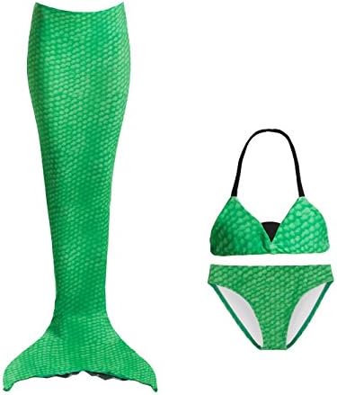 Tendol 3 Pc Swimming Mermaid Tail, Monofin Compatible, For Children, (Mono-fin not included) (Green Large)