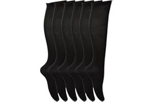 Youngly 6 Pairs of Cotton Lycra Plain Knee High Socks Extra Long Smooth Socks for Women & Girls Knitted UK Size 4-6