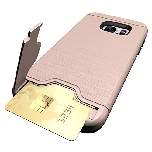 Galaxy S7 Hülle, Nakeey Slim Hybrid Dual Layer Bumper Schutzhülle [Card Slot] Handyhülle Cover Ständer für Samsung Galaxy S7,Rose Gold - 2