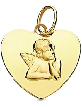 9k Gold Engel Herz Anhänger 14mm. [AB3253GR] - kundengerecht - AUFNAHME IN PREIS ENTHALTEN