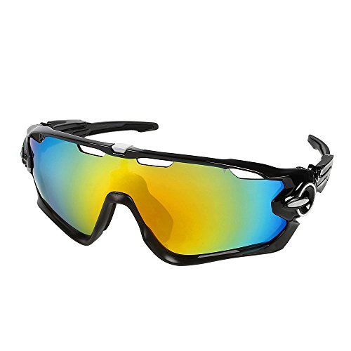 LeaningTech Unisex Fahrradbrille Sonnenbrille für Herren und Damen, Polarisiert Radbrille Sportbrille Schutzbrille mit 5 Wechselgläser, UV400 Schutzbrille für Sport Radfahren Skifahren Fishing Angeln Reiten Fahren Laufen Joggen Golf - 8