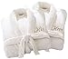 Produktbild Home N Living Bademantel für Damen und Herren, 100% Baumwolle, extra saugfähig, mit Gürtel, für Hochzeit, Jahrestag, Hochzeit, Geschenk, 100% Baumwolle, White His/Hers, one Size fits All M/L/XL