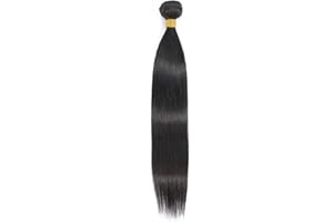 YLEGANT Straight Human Hair Bundles for Black Women Long Weave Bundle Brazilian Virgin Human Hair Bundles Straight Double Weft Natural Black Color Can Be Dyed Single Bundle 100g 8 Inch