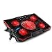Produktbild RENYAYA Laptop Cooling Pad Coole LED-Leuchten Kühler für 12-17-Zoll-Laptops mit 5 Silent-Lüftern bei 1100 U/min, verstellbare Halterung für Gaming Daily (Power-Version),Red