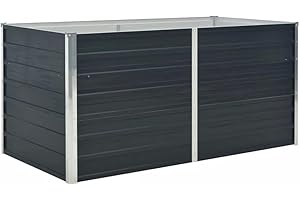 ‎VIDAXL vidaXL Hochbeet Pflanzbeet Frühbeet Gartenbeet Pflanzkübel Pflanzkasten Blumenkasten Gemüsebeet Blumenbeet Anthrazit 160x80x77cm Verzinkter Stahl