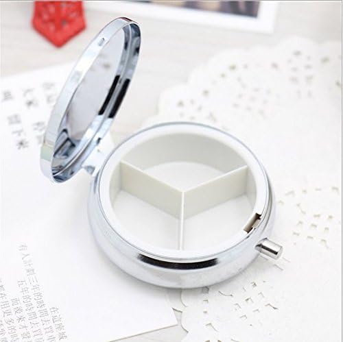 tfrdertuuigf Silver Travel Metal Round Medicine Storage Convenient Pill Box