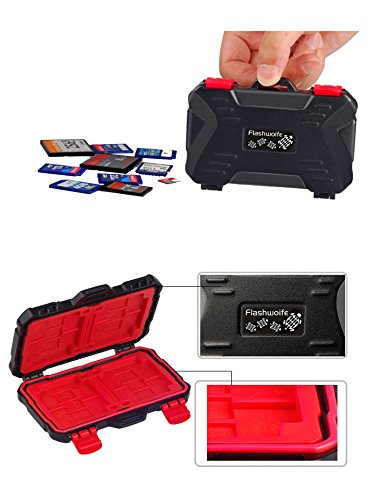 flashwoife Turtle-SD8MSD12CF4R spritzwassergeschütze Speicherkarten Schutzbox für 8 Stück SDHC und 12 Stück MicroSD und 4 CF Cards Case in schwarz mit rotem Inlay - 3