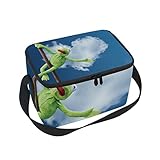 Bolso de almuerzo con forma de corazón con bonita rana, con cremallera aislada, bolsa de...