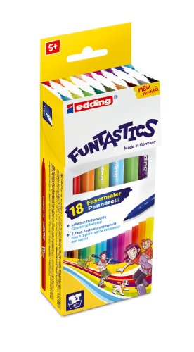 edding 4-15-18-1 Fasermaler Filzstifte e-15, 18er Set, Funtastic, circa 1 mm