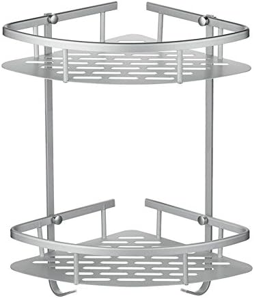 2 Tier Rust-Proof Aluminum Alloy Bathroom Shower Shelf，Bathroom Organiser Corner Shower Shelf, Large Capacity for Shampoo, Conditioner, Soap etc, Corrosion Resistant Does not Rust [Energy Class A+]