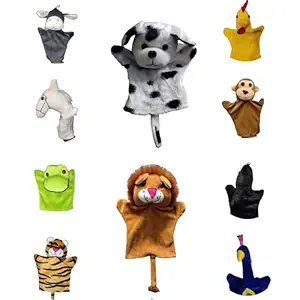 Ritu Shubhmans Creation Animal & Bird Hand Puppets (Set of 10 pcs) Tiger,Lion,Hen,Donkey,Monkey,Crow,Frog,Dog,Horse,Peacock Hand Puppets | Hand Puppets for Kids | Storytelling Puppets