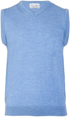 Paul James Knitwear - Watson - 100% Extrafine Merino Wool V-Neck Mens Slipover - Made in England - Sky - Made in England-M