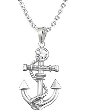 GH1a Kristall Anker KETTE mit ANHÄNGER 925 Sterling Silber Maritim 0579v