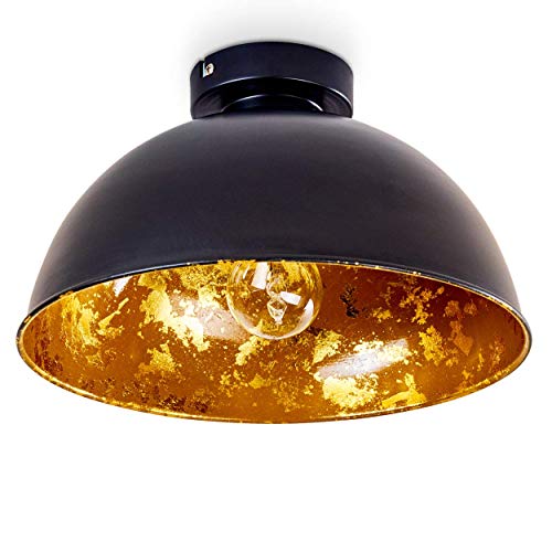 Plafonnier Nome en métal de couleur noir/doré - Luminaire de plafond pour salon - séjour - chambre à coucher - cuisine