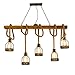 Produktbild Retro Vintage Hanfseil Hängelampe 5 flammig Kronleuchter Industrielle E27 Sockel mit Korb für Kronleuchter Wohnzimmer Esszimmer Restaurant Café Hotel Diele Dekoration (Enthält Edison-Lampen X 5)