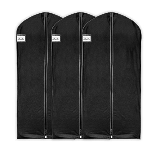 hangermaster Kleid/Mantel Kleidersack 137 cm (137,2 cm) schwarz atmungsaktiv Schutzhülle & Tasche – 3 Pack