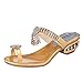 Produktbild Zehentrenner Pantoletten Riemchensandalen,Damen Sandalen Flip Flop Mode Strass Keile Schuhe Kristall High Heels Schuhe (40, Glod)