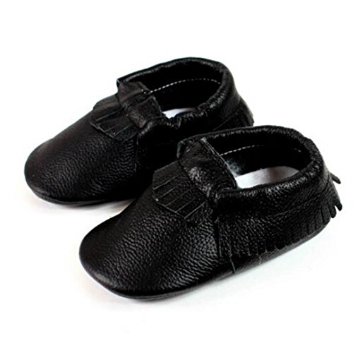 Oyedens Cute Baby Tassel Soft Sole Leather Shoes Infant Boy Girl Toddler Moccasin (13cm/5.11"(6~12 month), Black)