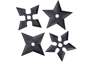 Playwell Martial Arts Black Polypropylene Solid Plastic Full Contact Ninja Stars - 4pc Set