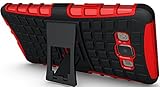 Samsung Galaxy A7(2015) / A7000 Hülle Nnopbeclik Hybrid 2in1 TPU+PC Schutzhülle Cover Case Silikon Rüstung Armor Dual Layer Muster Handytasche Backcover 360-Grad-Drehung ständer stoßfest Handy Hülle Tasche Schutz Etui Schale Bumper Pour Samsung Galaxy A7(2015) / A7000 5.5 Zoll [Schwarz+Rot] - 2