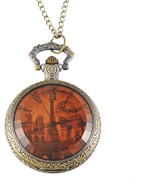 Souarts Bronzefarbe Konstellation Antik Nostalgie Design Eiffelturm Taschenuhr Klassische Vintage Mode Umhängeuhr...