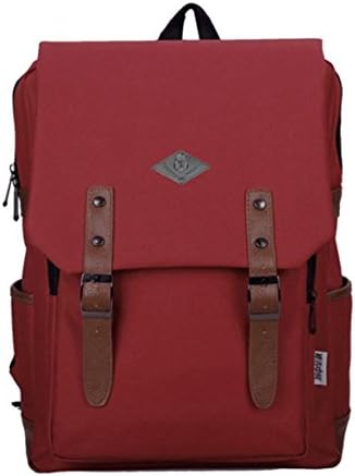 Fansela(TM) Unisex Rectangle Travel Cotton School Bag College Laptop Daypack Red