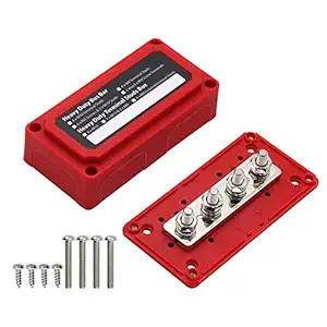 Belity Power Distribution Block Heavy Duty Bus Bar Box with 5/16in M8*4 Terminal Studs 48V 300A Post Battery Junction Block for Car RV Truck Marine Boat