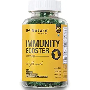 By Nature Immunity Booster Vitamin Gummies - with Vitamin C, E, Zinc, Blueberry & Elderberry Extract for Immunity, Growth & Healing