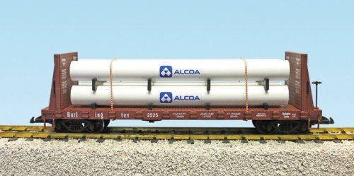Preisvergleich Produktbild USA-TRAINS Burlington Pipe Flat Car (Alcoa) - braun, Spur G