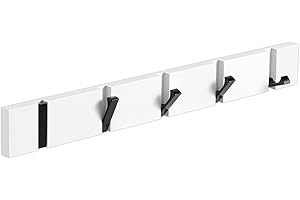 ANVODE Perchero de bambú plegable con 5 ganchos para chaquetas, abrigos, sombreros, bufandas, bolsos, color blanco