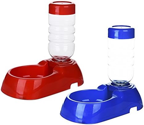 TAONMEISU 2 in 1 Pet Diet Utensil Water Drinker Dispenser Plastic Travel Feeding Drink Bottle Portable for Pet Outdoors Carrying Random Colors